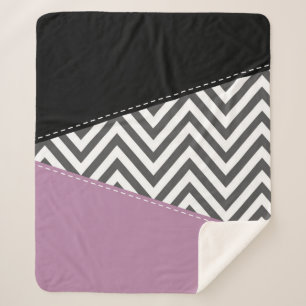 Couverture Sherpa Gris Zigzag, Gris Chevron, Motif Zigzag, Violet