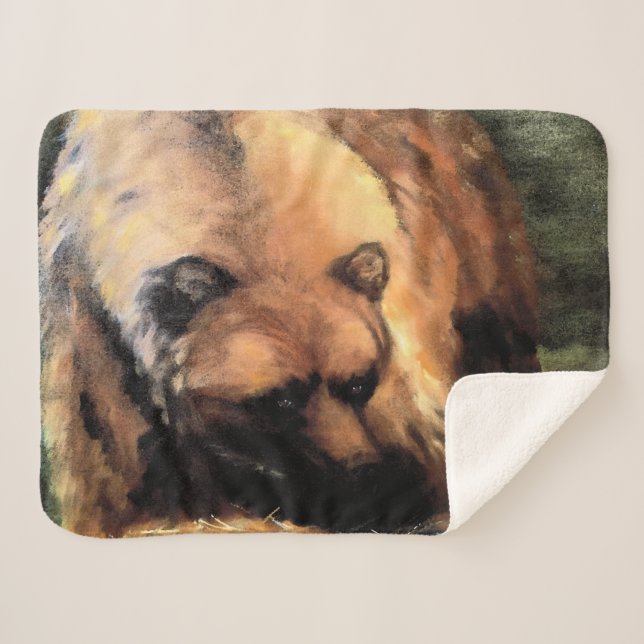 Couverture Sherpa Grizzly Bear vous regarde (Devant (Horizontal))