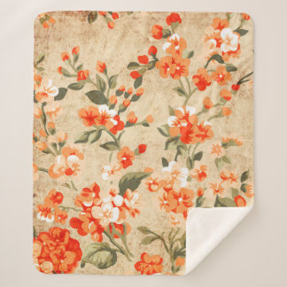 Couverture Sherpa Grunge de fleurs