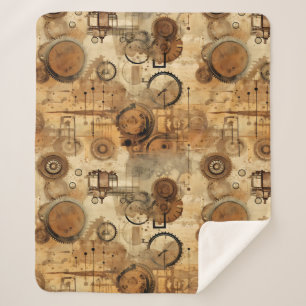Couverture Sherpa Grunge Rustic Steampunk Horloge (1)