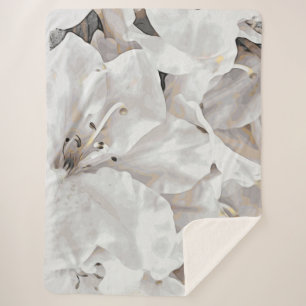Couverture Sherpa *~* Grunge rustique Blanc Azalea Fleurs Neutres