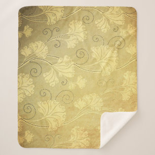 Couverture Sherpa Grunge vintage motif de fleurs.