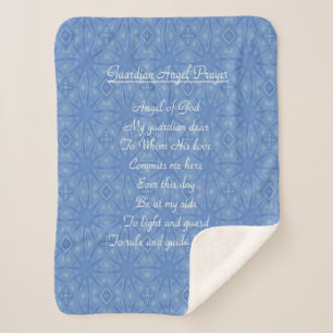 Couverture Sherpa Guardian Angel Prière Blue Sherpa Blanket