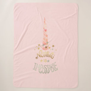 Couverture Sherpa Guillemet inspirant de Unicorne rose