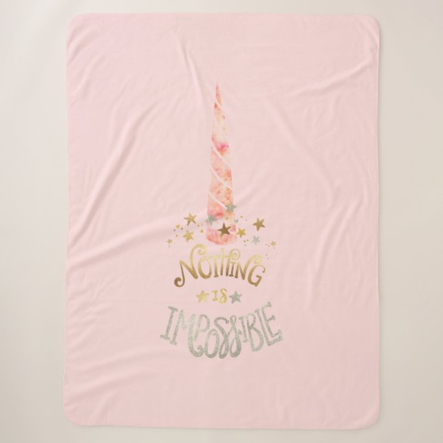 Couverture Sherpa Guillemet inspirant de Unicorne rose (Devant)