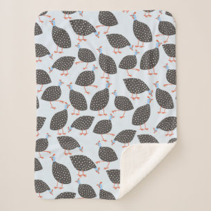 Couverture Sherpa Guinée Fowl mignon Motif d'oiseaux