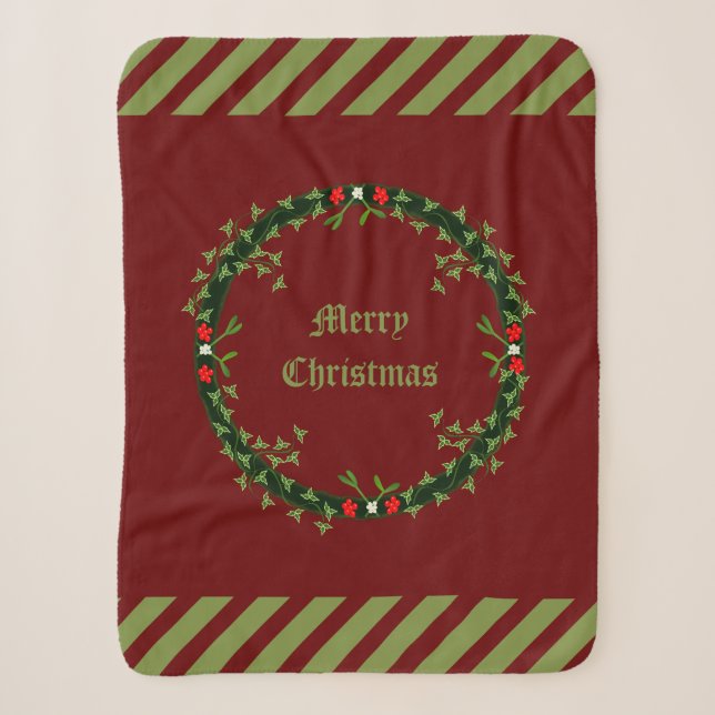 Couverture Sherpa Guirlande de Noël gothique personnalisée (Devant)