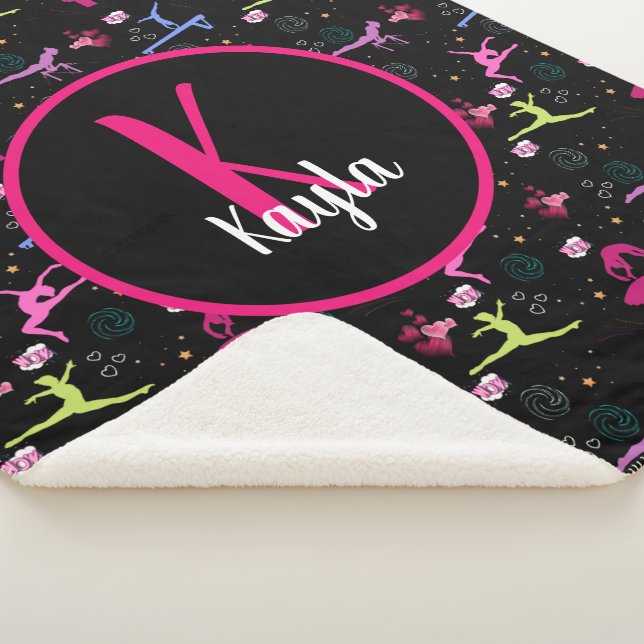 Couverture Sherpa Gymnastique amusant Imprimer Monogramme (3/4)