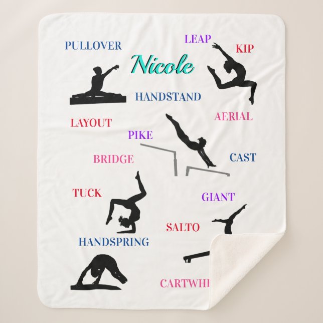 Couverture Sherpa Gymnastique Compétences Typographie (Devant)