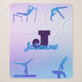 Couverture Sherpa Gymnastique féminine Monogramme bleu violet person