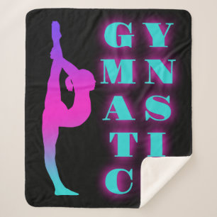 Couverture Sherpa Gymnastique violet rose turquoise Ombre