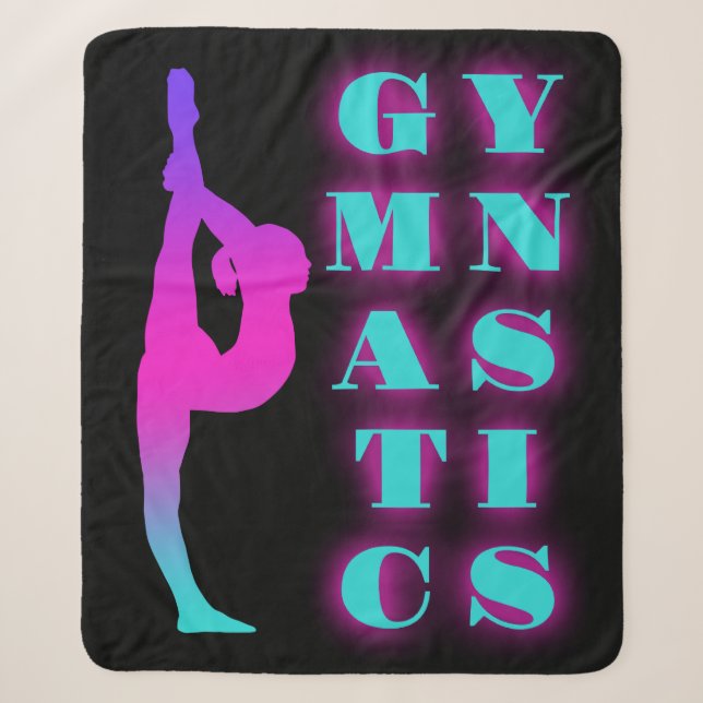 Couverture Sherpa Gymnastique violet rose turquoise Ombre (Devant)