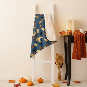 Couverture Sherpa Halloween Céleste Sorcière Lune