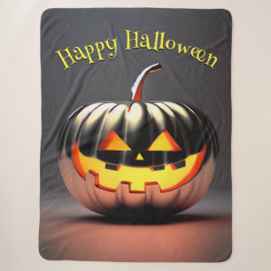 Couverture Sherpa Halloween Citrouille brillant