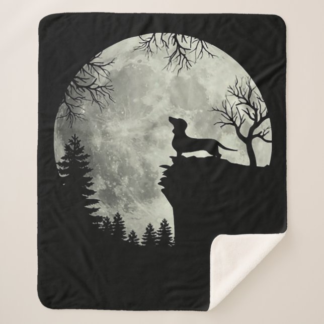 Couverture Sherpa Halloween Dachshund Et Lune (Devant)