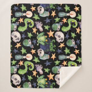 Couverture Sherpa Halloween éffrayant : Motif à main foncée.