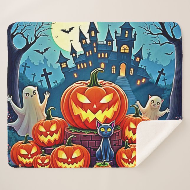 Couverture Sherpa Halloween Night: Spooky Fun Art (Devant (Horizontal))