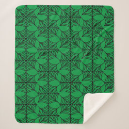 Couverture Sherpa Halloween Spider Webs sur Green