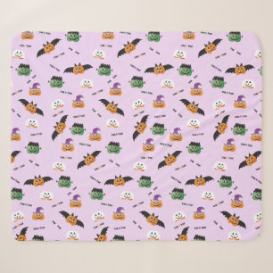 Couverture Sherpa Halloween Trick Ou Treat Citrouille Motif violet