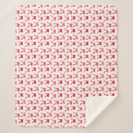 Couverture Sherpa Hand-Drawn Coquette Red Bows Ribbon Valentine