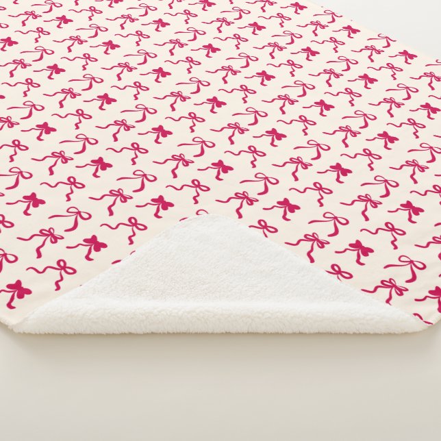 Couverture Sherpa Hand-Drawn Coquette Red Bows Ribbon Valentine (3/4)