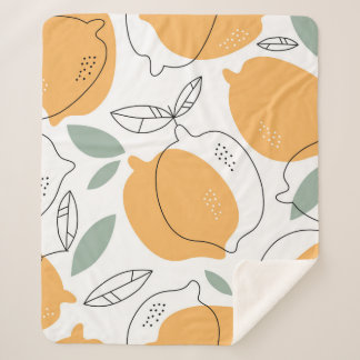 Couverture Sherpa Hand drawn Lemons background. Seamless pattern wit