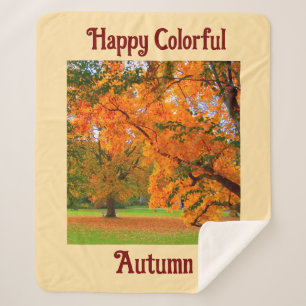 Couverture Sherpa Happy Colorful Autumn Sherpa Blanket