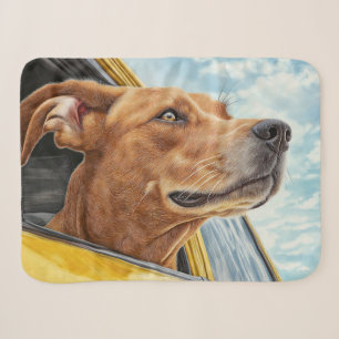 Couverture Sherpa Happy Dog in Yellow Car Art Print