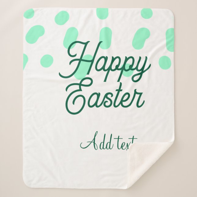 Couverture Sherpa Happy Easter green eggs pastel name date simple  (Devant)