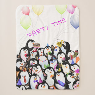 Couverture Sherpa Happy Penguin Party Sherpa Blanket - Texte personn