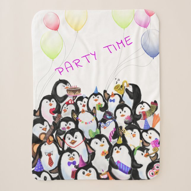 Couverture Sherpa Happy Penguin Party Sherpa Blanket - Texte personn (Devant)