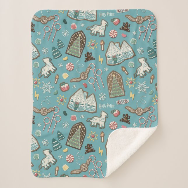 Couverture Sherpa HARRY POTTER™ HOGWARTS™ Motif de cookies de Noël (Devant)