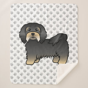 Couverture Sherpa Havanais noir et feu, chien de dessin animé mignon