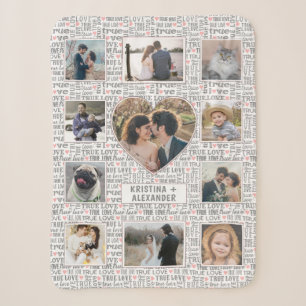 Couverture Sherpa Heart Photo Collage True Love Valentine ou Mariage