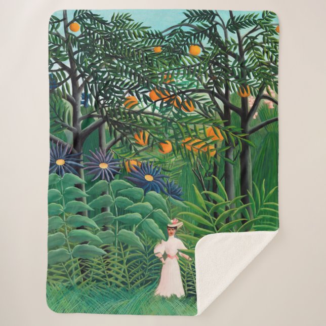 Couverture Sherpa Henri Rousseau - Une femme marche dans une forêt e (Devant)