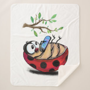 Couverture Sherpa Heureux Ladybug avec le téléphone Sherpa Blanket