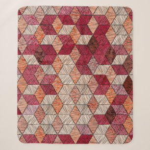 Couverture Sherpa Hexagons brodés : Patchwork Bohème Imprimer.