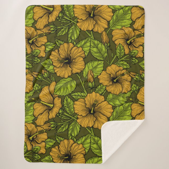 Couverture Sherpa hibiscus jaune (Devant)