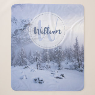 Couverture Sherpa Hiver merveilleux brouillard épinette forêt neige 