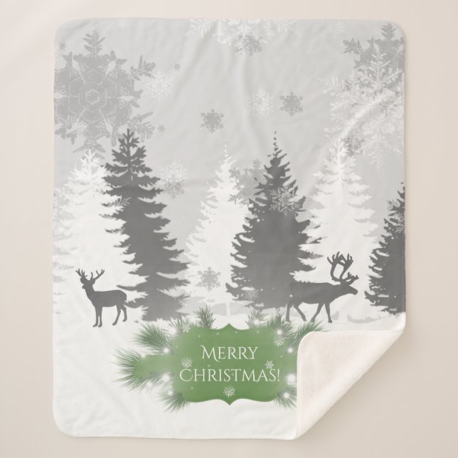 Couverture Sherpa Hiver Wonderland Sherpa Blanket - Vert (Devant)