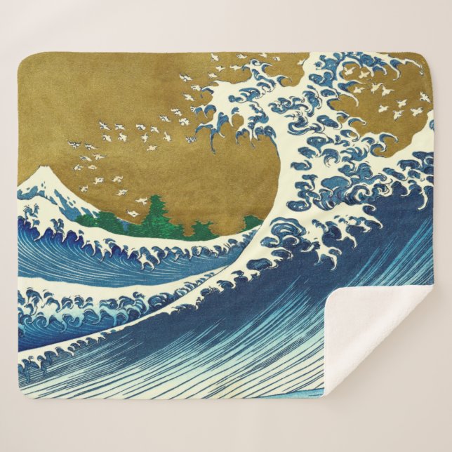 Couverture Sherpa Hokusai Big Wave Japon Art japonais (Devant (Horizontal))