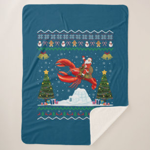 Couverture Sherpa Homard Vilain Noël Cadeau Père Noël équitation Hom
