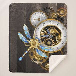 Couverture Sherpa Horloge à vapeur avec libellule mécanique