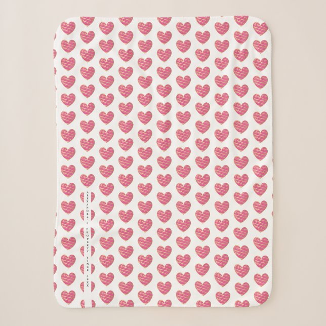 Couverture Sherpa Hot Pink and Golden effect Elegant Heart  (Devant)