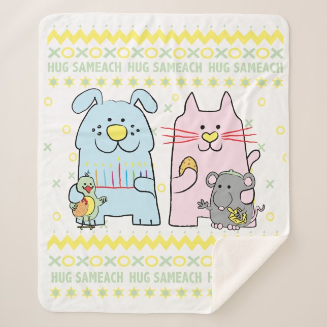 Couverture Sherpa Hug Sameach Sherpa Hanoukka Blanche/Moyen (Devant)