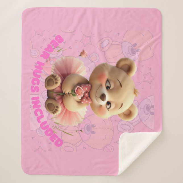 Couverture Sherpa Hugs d'ours inclus - Ours Tutu Doux (Devant)