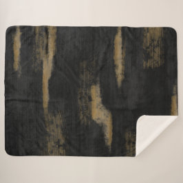 Couverture Sherpa Huiles douces Abstraites Charbon et or