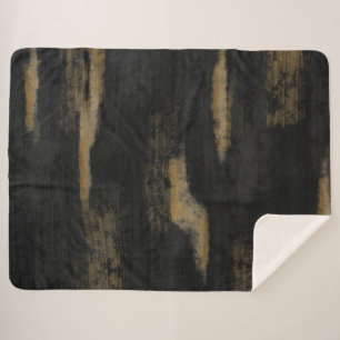 Couverture Sherpa Huiles douces Abstraites Charbon et or