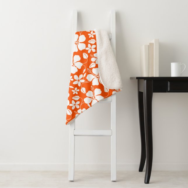 COUVERTURE SHERPA HULA HAÏIENNE (HIBISCUS) ORANGE (En situation)