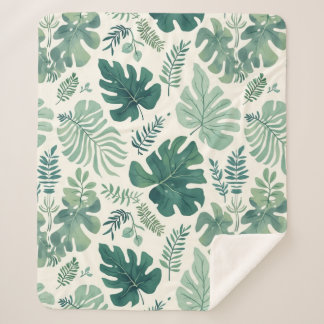 Couverture Sherpa Humeur de Monstera - Feuille tropicale